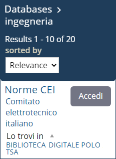 Results 'Databases' for 'ingegneria'