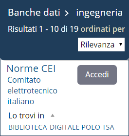 Risultati 'Banche dati': 19, il primo: 'Norme CEI, Comitato elettrotecnico italian'