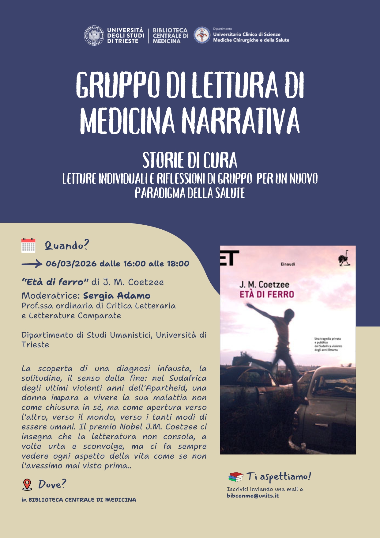 Gruppo di lettura "Storie di cura": appuntamento di febbraio.