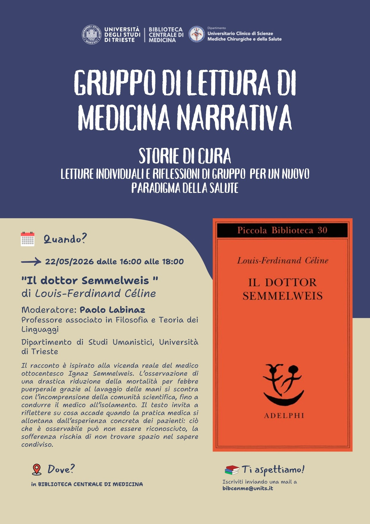 Gruppo di lettura "Storie di cura" appuntamento di maggio