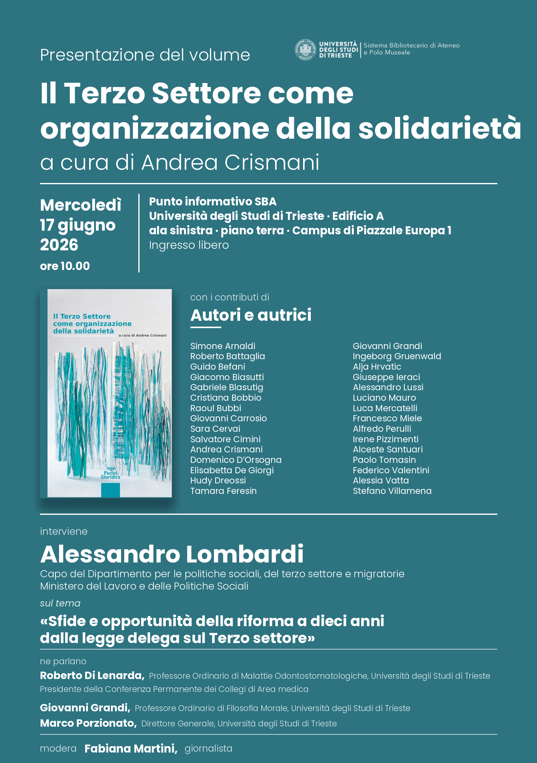 Presentazione del volume "Il terzo settore come organizzazione della solidariet&agrave;"